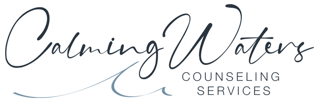 logo containing the name of the therapy practice "Calming Waters Counseling Services"